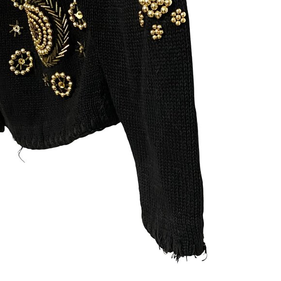 Vtg Beaded Embellished Cardigan Sweater S Hollywood Regency Project Piece Prop - Picture 4 of 5